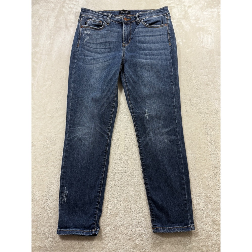Judy Blue Womens Relaxed Fit Distressed Blue Jeans 13/31 Meas: 32x26.5